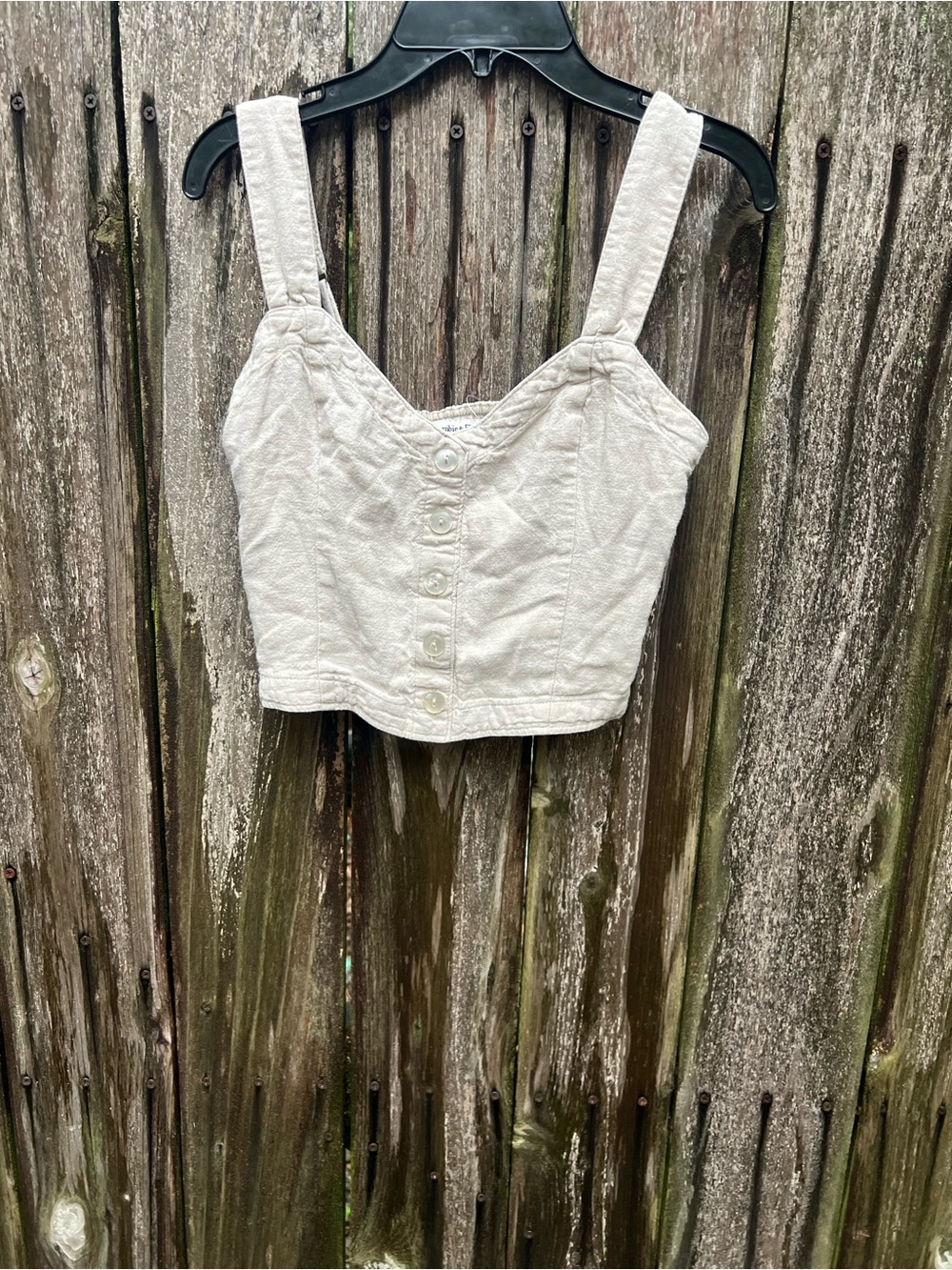 Abercrombie & Fitch Cream Button-Front Cropped Tank